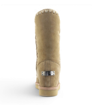 Mou Beige Eskimo Inner Wedge Tall Leather Boots