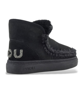 Mou Ankelstvlar i lder Eskimo bold glitter logo svart