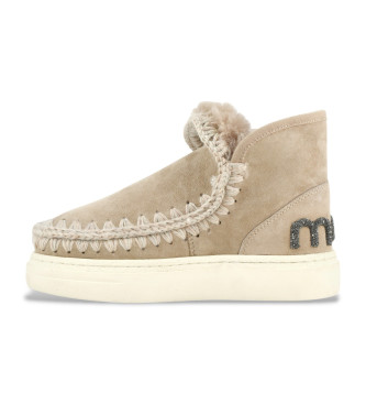 Mou Stivaletti Eskimo in pelle marrone con audace logo glitterato