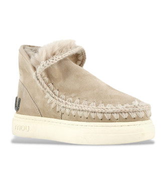 Mou Stivaletti Eskimo in pelle marrone con audace logo glitterato