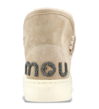 Mou Leren enkellaarsjes Eskimo sneak vet glitter logo bruin