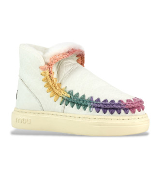 Mou Stivaletti Eskimo in pelle sneaker bold cuciture arcobaleno beige, multicolor