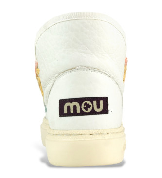 Mou Bottines en cuir Esquimaux avec surpiqres arc-en-ciel beige, multicolore