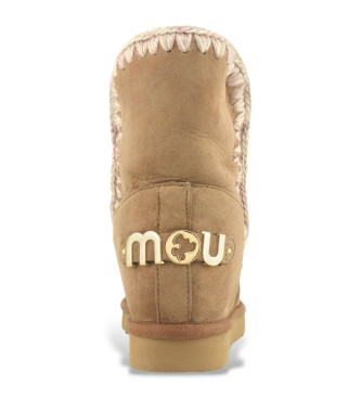 Mou Leather ankle boots Inner WedgeSh big metal logo brown