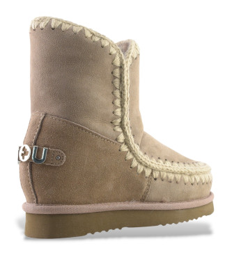 Mou Lederstiefeletten Inner WedgeSh groes Metall-Logo taupe 