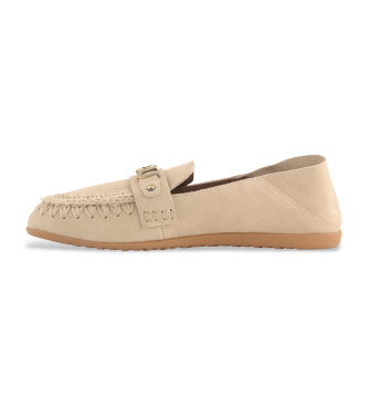 Mou Beige slip-on loafers i mocka