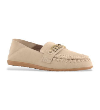 Mou Beige slip-on loafers i mocka