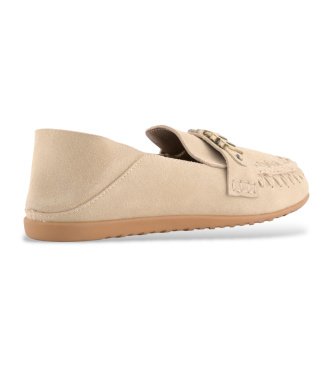 Mou Beige slip-on loafers i mocka