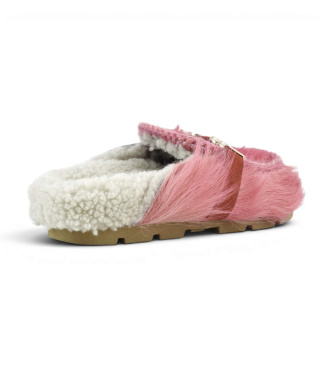 Mou Pantofole in Pelle Winter Bio Slide Long Hair Ponyskin rosa