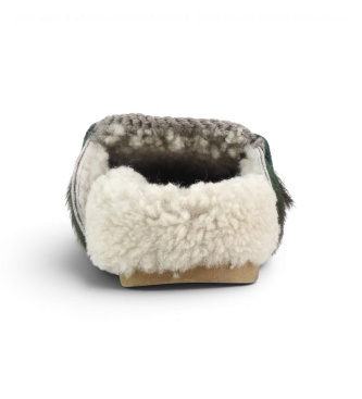 Mou Pantofole in Pelle Winter Bio Slide Long Hair Ponyskin verde