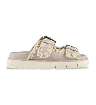 Mou Bio sandals two buckles taupe