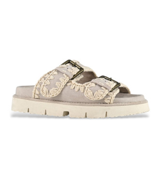 Mou Bio sandals two buckles taupe