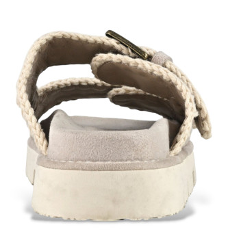 Mou Bio sandals two buckles taupe