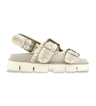 Mou Sandali Bio Two Buckles in camoscio grigio