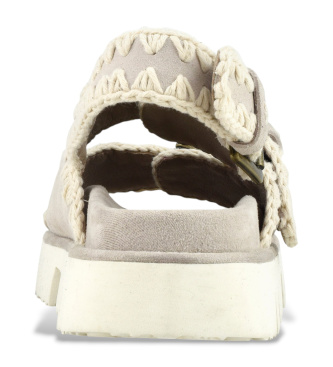 Mou Sandali Bio Two Buckles in camoscio grigio