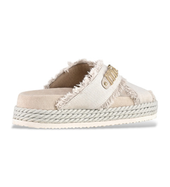 Mou Korslagda sandaler i mocka �tervunnen canvas off-white