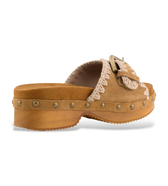 Mou Bruine su�de Lage Hak Houten Klomp sandalen