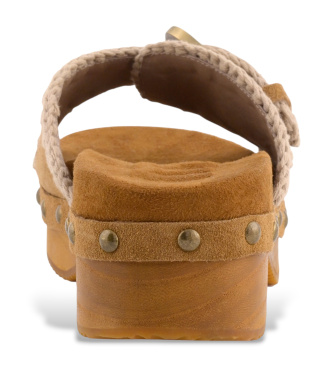 Mou Bruine su�de Lage Hak Houten Klomp sandalen