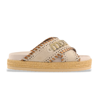 Mou Sandaler i mockaCriss-cross met.stitch beige