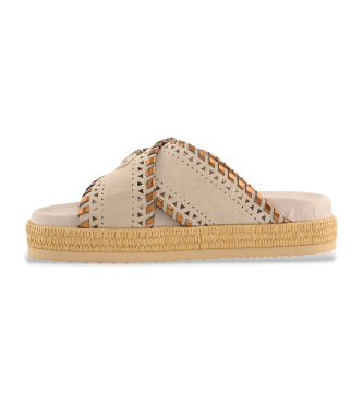 Mou Sandaler i mockaCriss-cross met.stitch beige