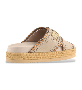 Mou Sandaler i mockaCriss-cross met.stitch beige