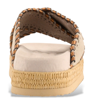 Mou Sandaler i mockaCriss-cross met.stitch beige