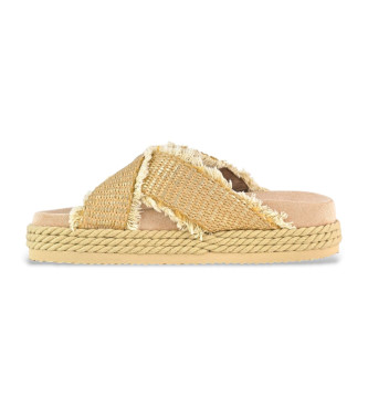 Mou Beige raffia sandals 