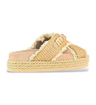 Mou Beige raffia sandals 