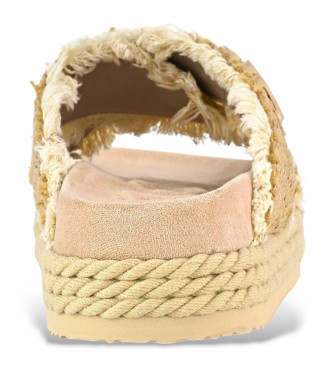 Mou Beige raffia sandalen 