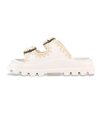 Mou White two buckle sandals