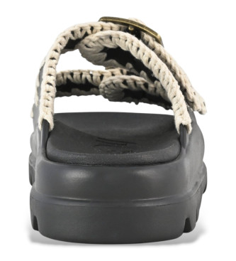 Mou Black two buckle sandals