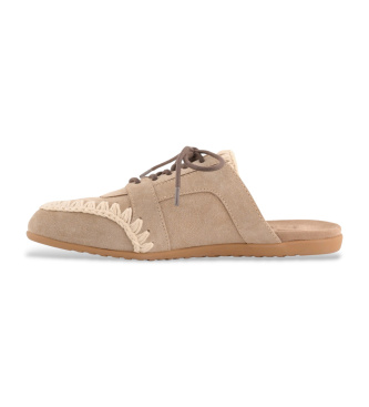 Mou Beige suede sabot slippers