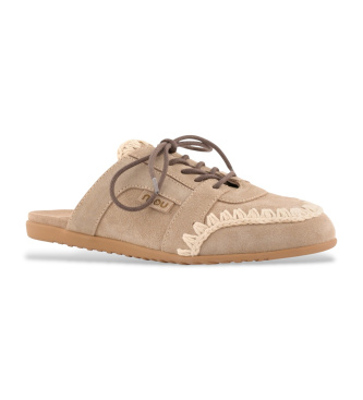 Mou Beige suede sabot slippers