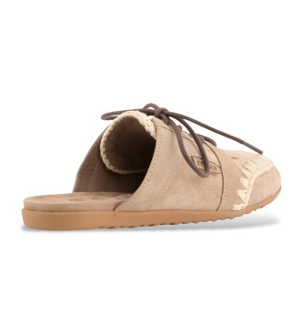Mou Beige suede sabot slippers