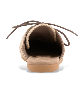 Mou Beige suede sabot slippers