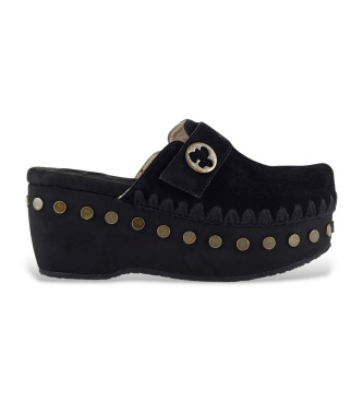 Mou Zuecos de ante Clog plain negro