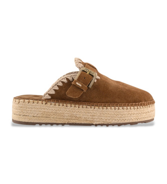 Mou Zuecos de ante Jute clog plain marr�n