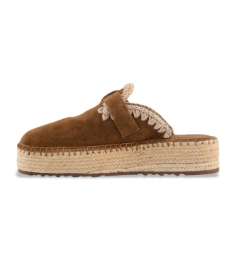 Mou Zuecos de ante Jute clog plain marr�n