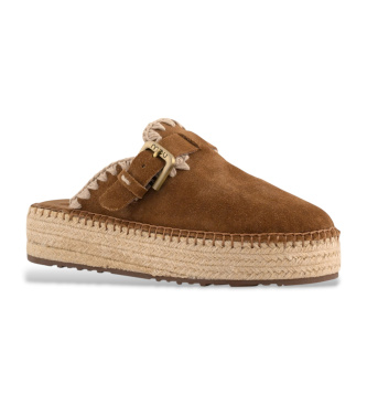 Mou Zuecos de ante Jute clog plain marr�n