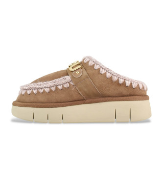 Mou Sabots Bounce sabots en cuir logo en mtal marron, rose