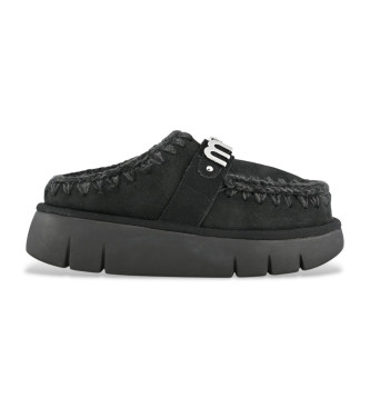 Mou Zoccoli in pelle nera con logo in metallo Bounce Clog