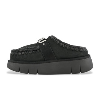 Mou Zuecos de piel Bounce clog metal logo negro