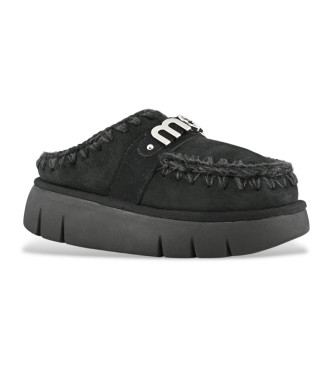 Mou Zuecos de piel Bounce clog metal logo negro