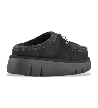 Mou Zoccoli in pelle nera con logo in metallo Bounce Clog