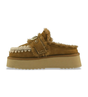 Mou Lderclogs med logotyp p brun rem