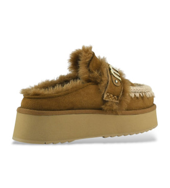 Mou Lderclogs med logotyp p brun rem