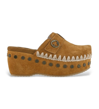 Mou Brown leather clogs