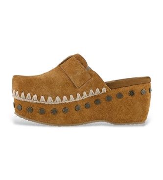 Mou Brown leather clogs