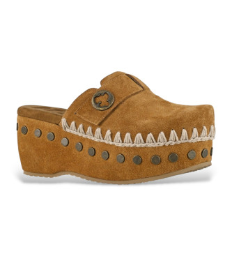 Mou Brown leather clogs