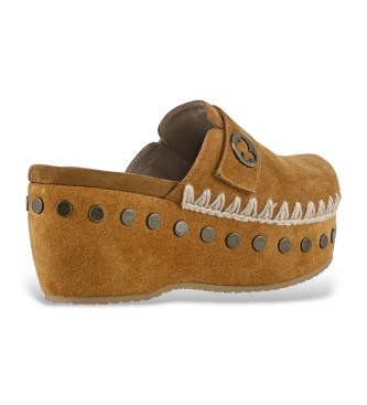 Mou Brown leather clogs